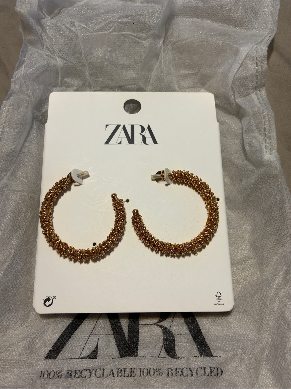 ZARA Gold Textured Cluster Hoop Earrings